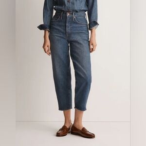 Madewell Balloon Barrel Leg Jeans High Waisted Crop Denim Ellisboro Size 25 Tall